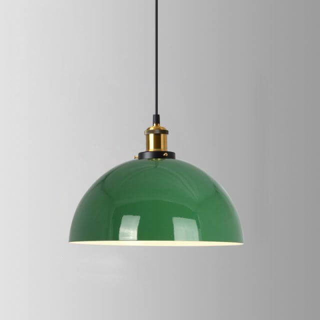 RetroDome Pendelleuchte im Industrie-Vintage-Stil | Grünes Eisenkuppel-Design | Einzelflammig | Rustikale Deckenbeleuchtung