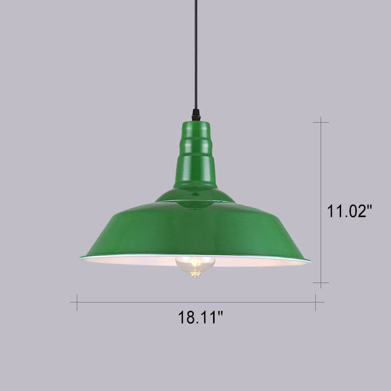 RetroDome Pendelleuchte im Industrie-Vintage-Stil | Grünes Eisenkuppel-Design | Einzelflammig | Rustikale Deckenbeleuchtung