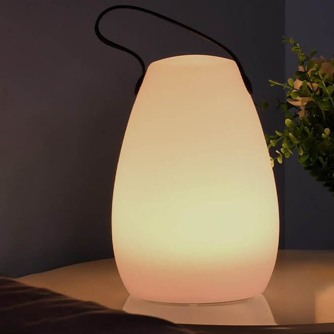 Moderne Einfachheit Kunststoff Runde Square Hand LED Tischlampe Für Outdoor Patio | Karnz