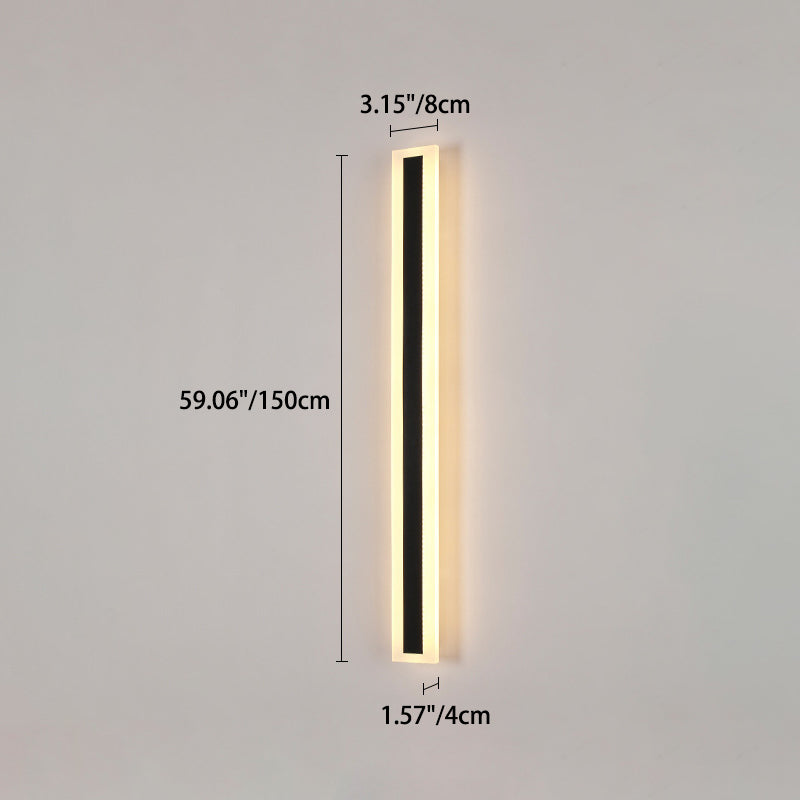 Lange, rechteckige LED-Wandleuchte aus Aluminium und Acryl für den Garten