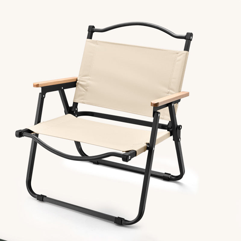 Moderner Minimalistischer Quadratischer Stoff Kohlenstoffstahl Buchenholz Rückenlehne Armlehne Klappstuhl Für Draußen | Karnz