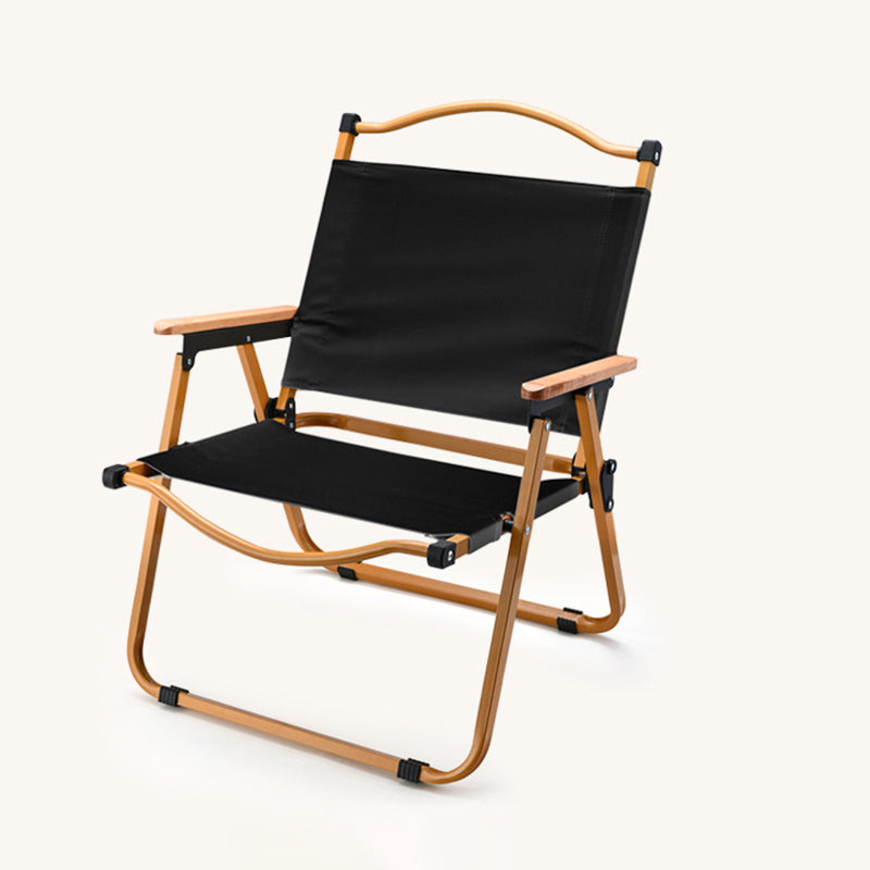 Moderner Minimalistischer Quadratischer Stoff Kohlenstoffstahl Buchenholz Rückenlehne Armlehne Klappstuhl Für Draußen | Karnz