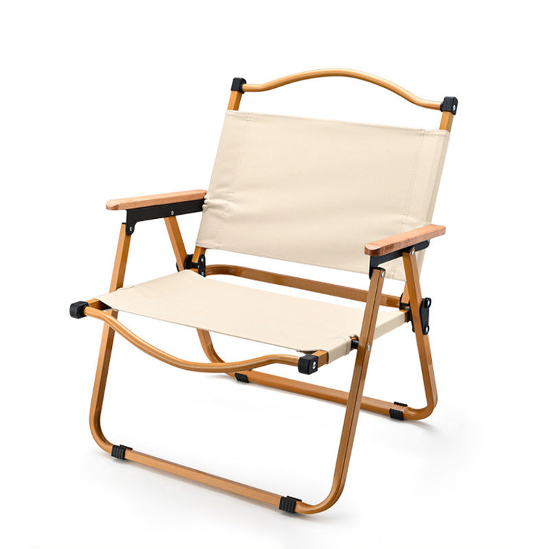 Moderner Minimalistischer Quadratischer Stoff Kohlenstoffstahl Buchenholz Rückenlehne Armlehne Klappstuhl Für Draußen | Karnz