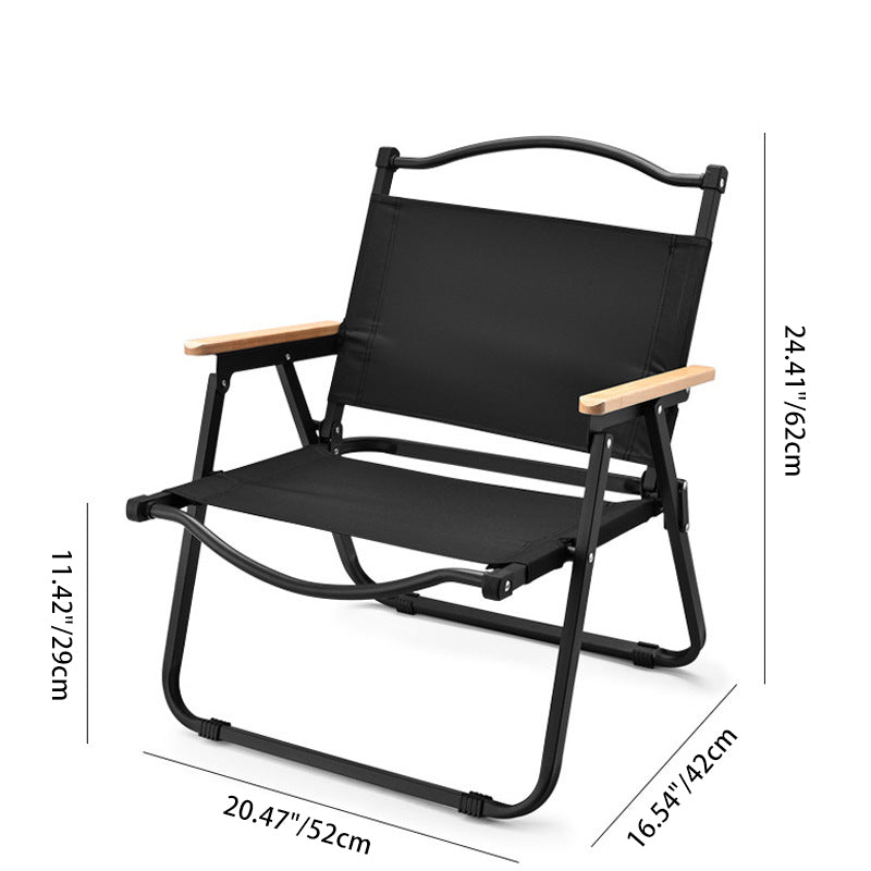 Moderner Minimalistischer Quadratischer Stoff Kohlenstoffstahl Buchenholz Rückenlehne Armlehne Klappstuhl Für Draußen | Karnz