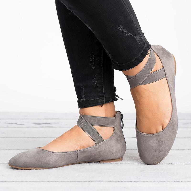 Damen Pu Nubuck Flach Casual Ballerina Schuhe