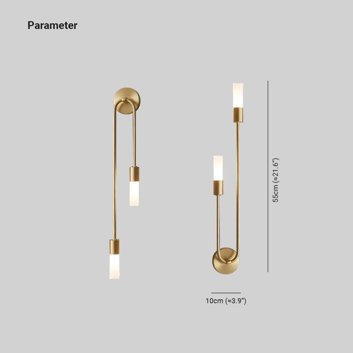 Moderne LED-Wandlampe Gold – Slim 2-Licht-Stick-Wandlampe für Wohnzimmer und Schlafzimmer | Karnz