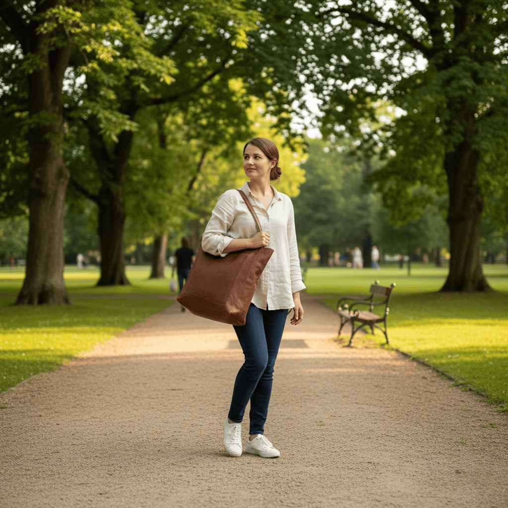 Strapazierfähige Schultertasche aus weichem Echtleder