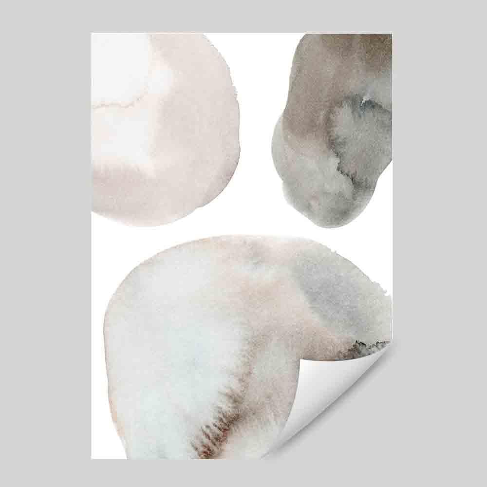 Kunstdruck mit beigen und grauen Aquarellformen 01