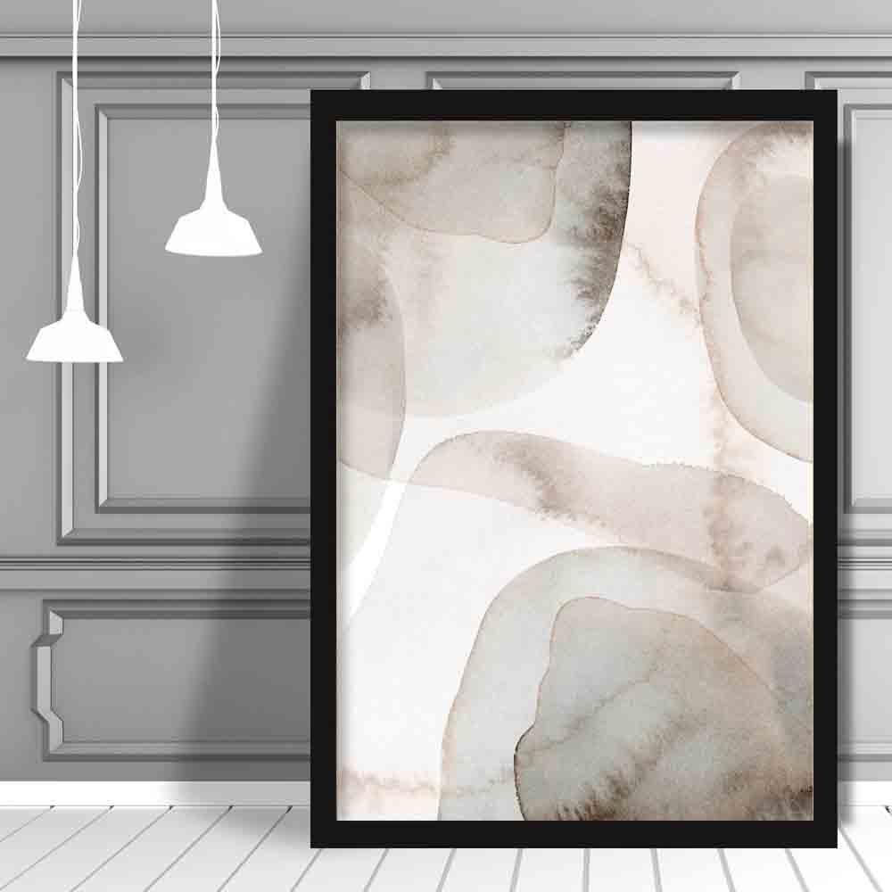 Kunstdruck „Beige und graue Aquarellformen“ 02