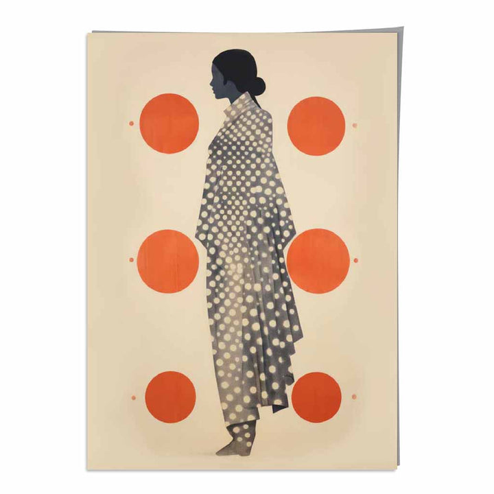 Beige, Schwarz & Orange Modeillustration Druck