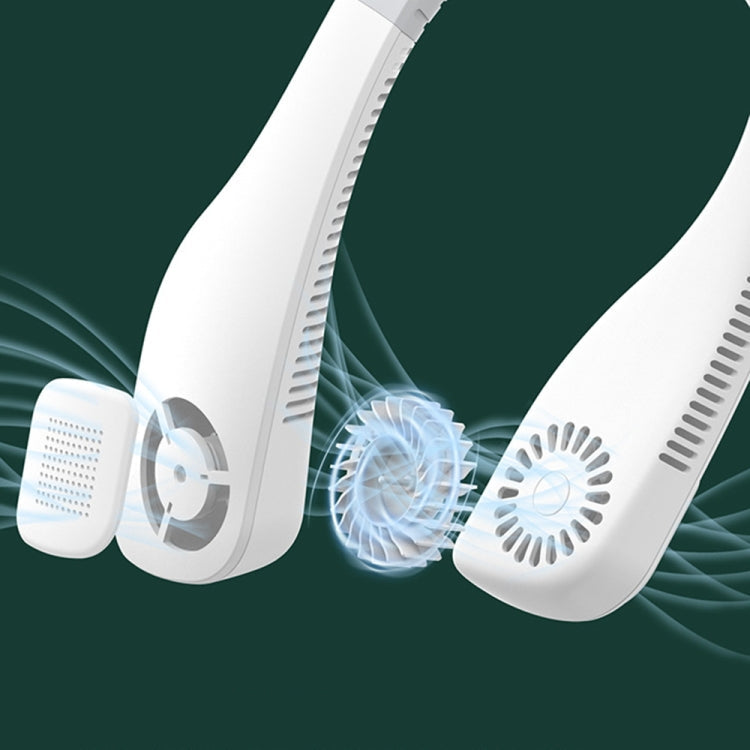 Handfreier Mini-USB-Nackenventilator - Wiederaufladbarer tragbarer Kopfhörendesign tragbarer Nackenbandventilator, 3-Stufen-Luftstrom, 360-Grad-freie Drehung Perfekt für Sport, Büro und Outdoor (Weiß) | Karnz