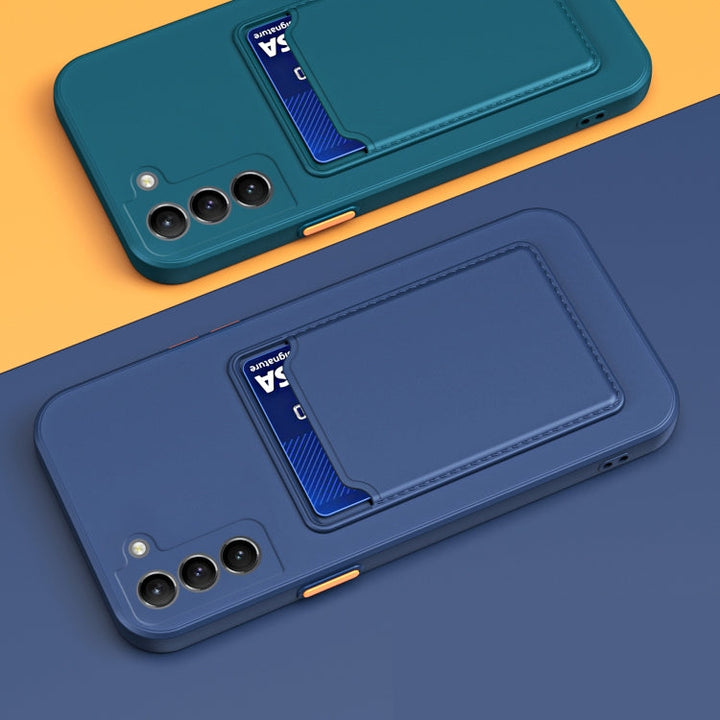Sandsberg | Für Samsung Galaxy S23 5G Skin Feel Card TPU Kontrastfarbe Tasten Handyhülle (Dunkelgrün)