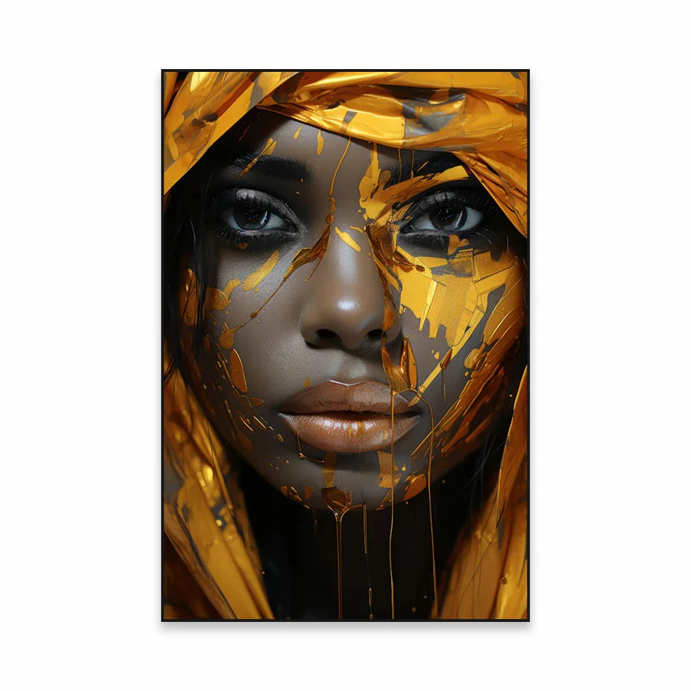 Golden Girl Fashion Wandkunst Fine Art Leinwanddrucke Moderne Abstrakte Porträtbilder Für Wohnzimmer Schlafzimmer Boutique Salon Kunstdekoration | Karnz