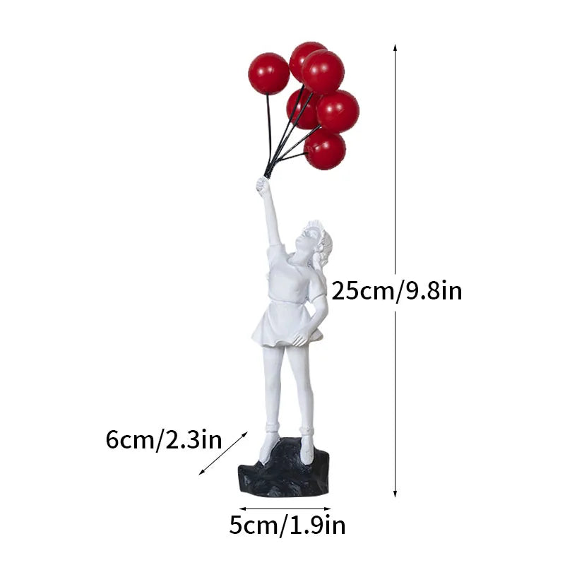 Artify Banksy Skulpturenkollektion | Blumenwerfer & Ballonmädchen | Pop-Art-Figuren | Moderne Büro- & Wohndekoration