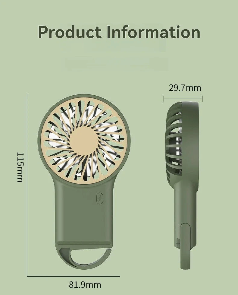 Neuer faltbarer USB wiederaufladbarer Mini-Ventilator | Handventilator für den Schreibtisch mit Cartoon-Design & Haken für Outdoor-, Heim- & Bürogebrauch | Karnz