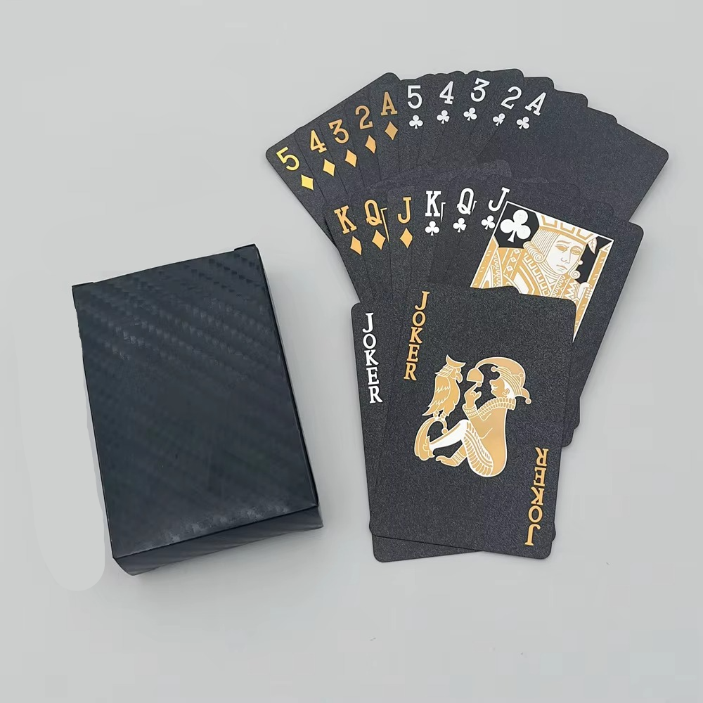 Luxuriöse, wasserfeste Poker-Spielkarten in Schwarz und Gold