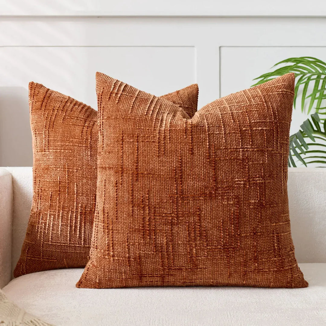 Chenille Sofa Kissenbezug – Weiches einfarbiges Design | Elegante Dekoration für Wohnzimmer & Schlafzimmer | Karnz