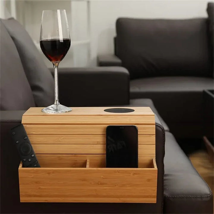 Minimalistischer Bambus-Sofa-Armlehnen-Organizer | Karnz