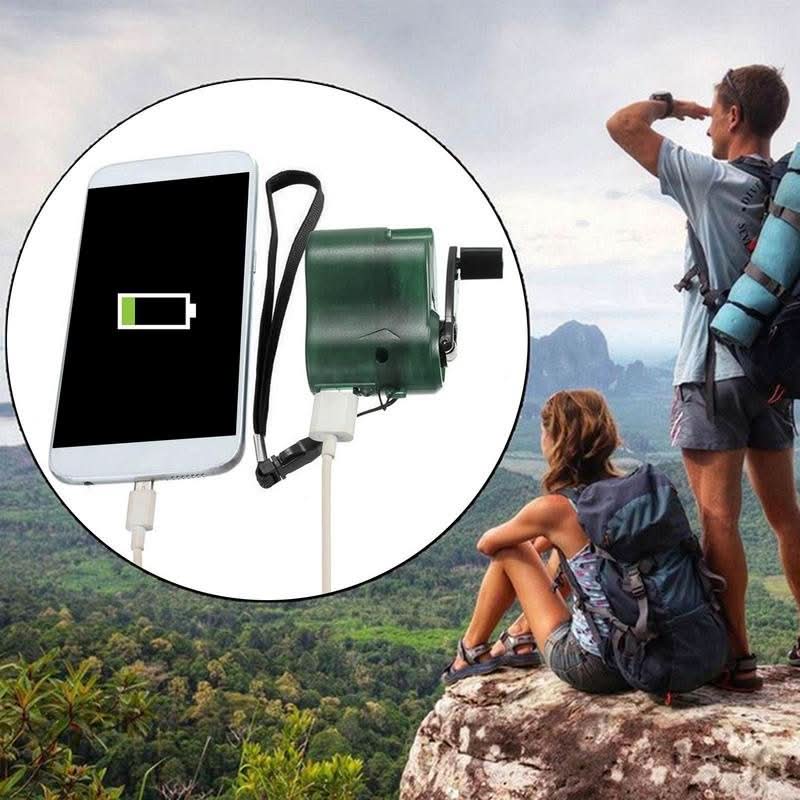 Tragbares Notfallladegerät mit Handkurbel, USB-Anschluss und LED-Anzeige