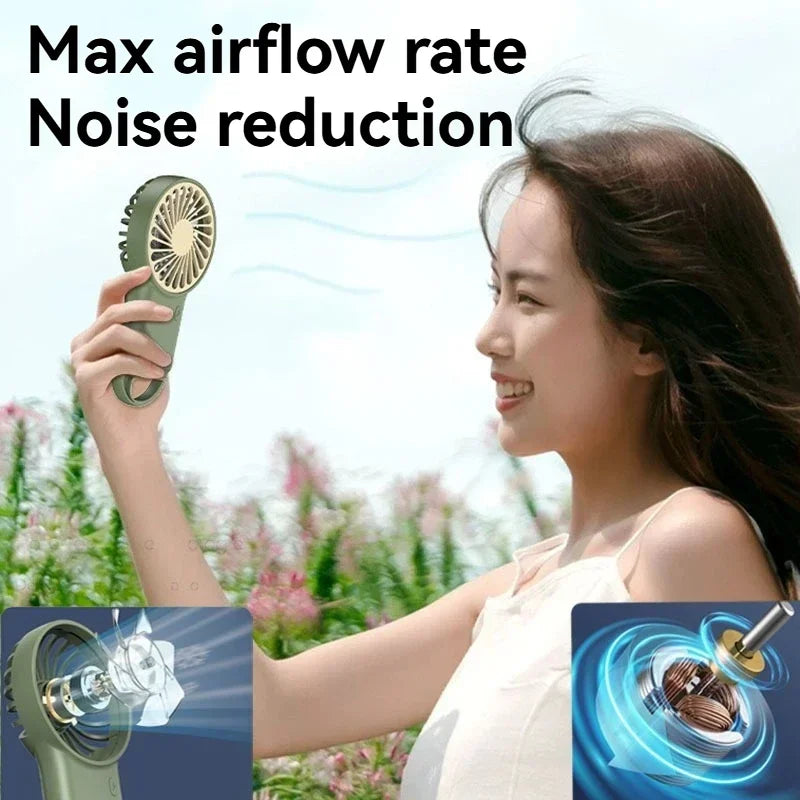 Neuer faltbarer USB wiederaufladbarer Mini-Ventilator | Handventilator für den Schreibtisch mit Cartoon-Design & Haken für Outdoor-, Heim- & Bürogebrauch | Karnz
