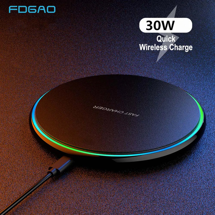Karnz | 30W Schnelles kabelloses Ladepad | Premium USB C Ladekabel MagSafe Ladegerät für Apple iPhone, Samsung & Android - Fast Wireless Charging Pad