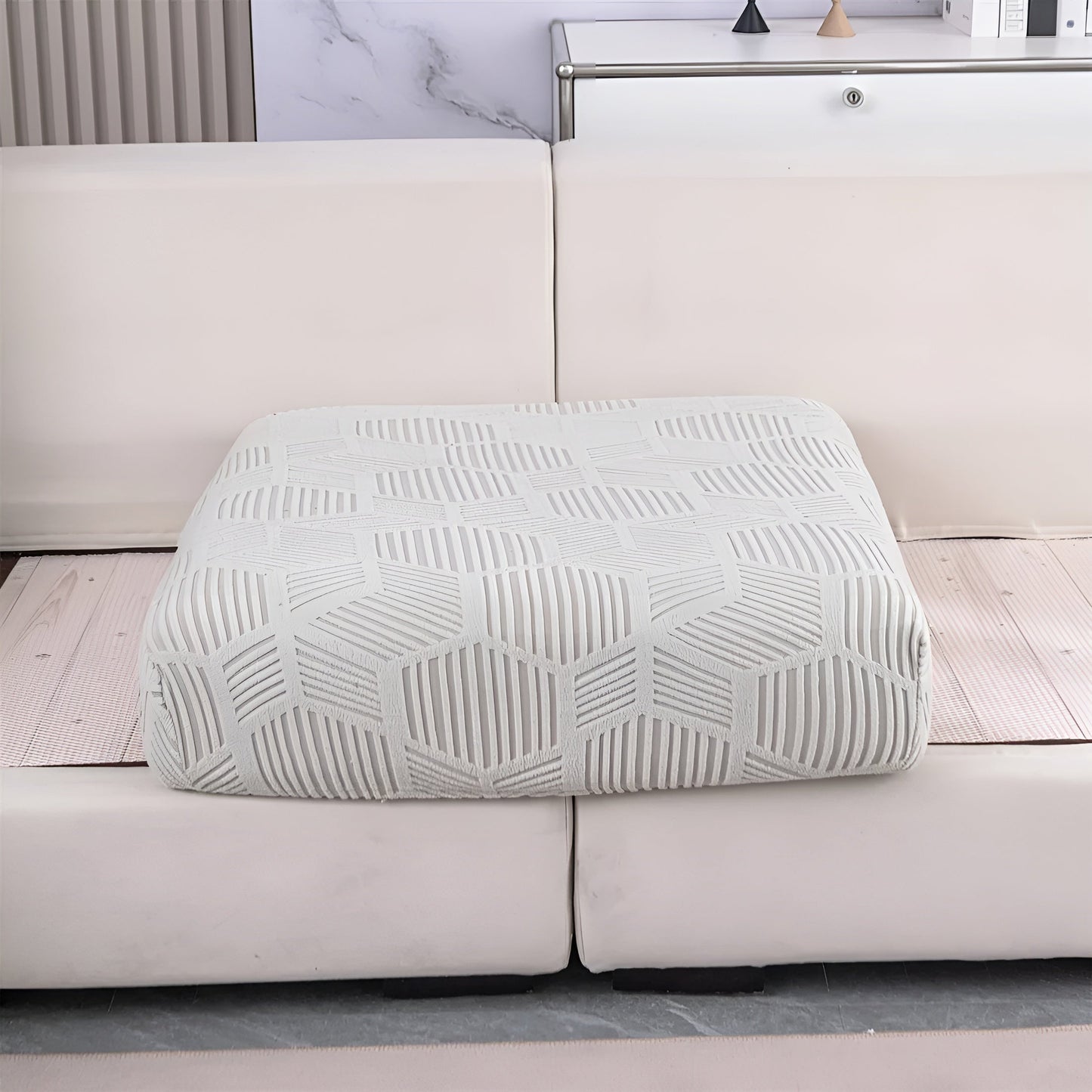 Jacquard-Sofabezug mit geometrischem Muster – weich und haustierfreundlich | perfekt zum Schutz und für gemütliche Wohnräume | Karnz