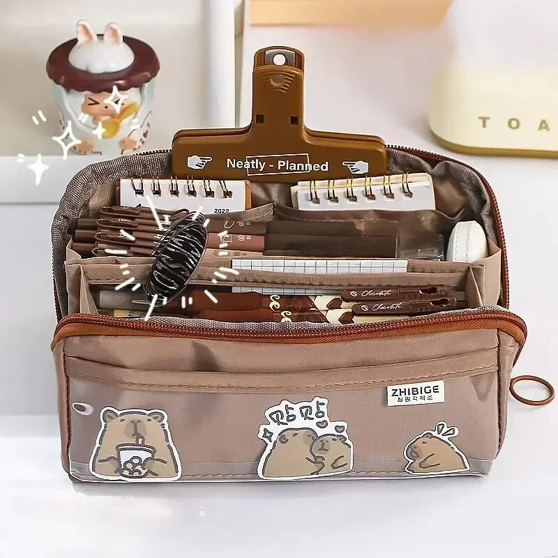 Karnz | Federmäppchen KIDZORA CrystalBag | Transparent & Vielseitig | 10-Taschen-Design | Hohe Kapazität für Schule & Freizeit