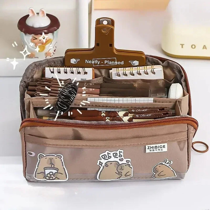 Karnz | Federmäppchen KIDZORA CrystalBag | Transparent & Vielseitig | 10-Taschen-Design | Hohe Kapazität für Schule & Freizeit