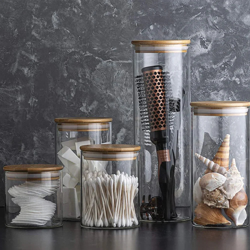 PureVorrat Glasbehälter Set – Vorratsdosen mit Holzdeckel | Luftdicht & Stilvoll | Moderne Küchenaufbewahrung | Karnz