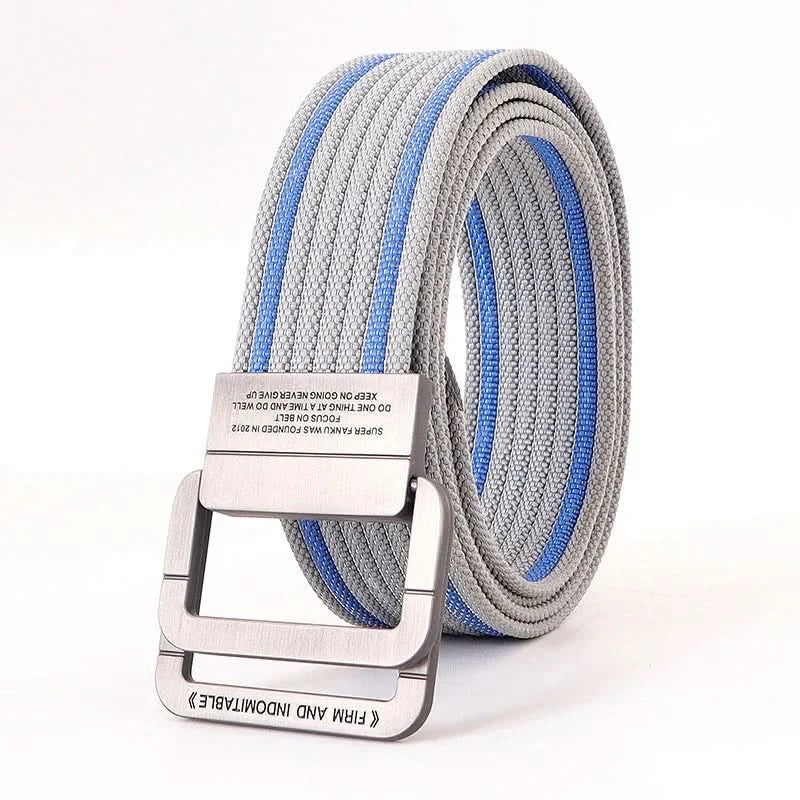 Unisex-Canvas-Gürtel – Doppelte Metallringschnalle, verstellbar