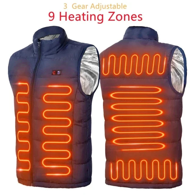 Karnz | beheizte Jacke mit 9 Heizzonen | USB-Heizjacke für Frauen & Männer | Graphene-Heiztechnologie für Outdoor, Camping & Sport | ThermoVenture