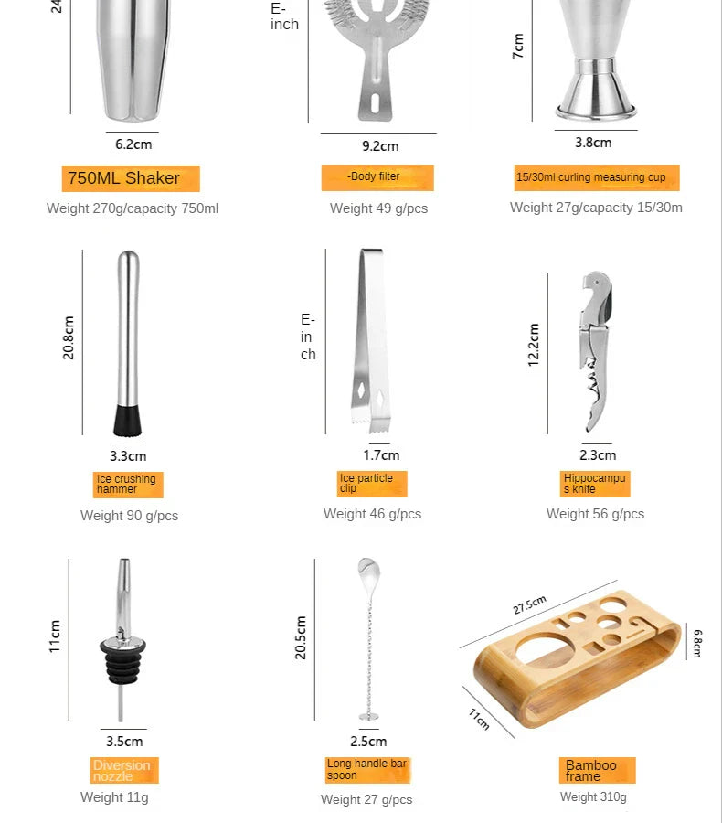 Stirré Elite Cocktail Set – Luxus Metall Bar Set Essentials | Karnz