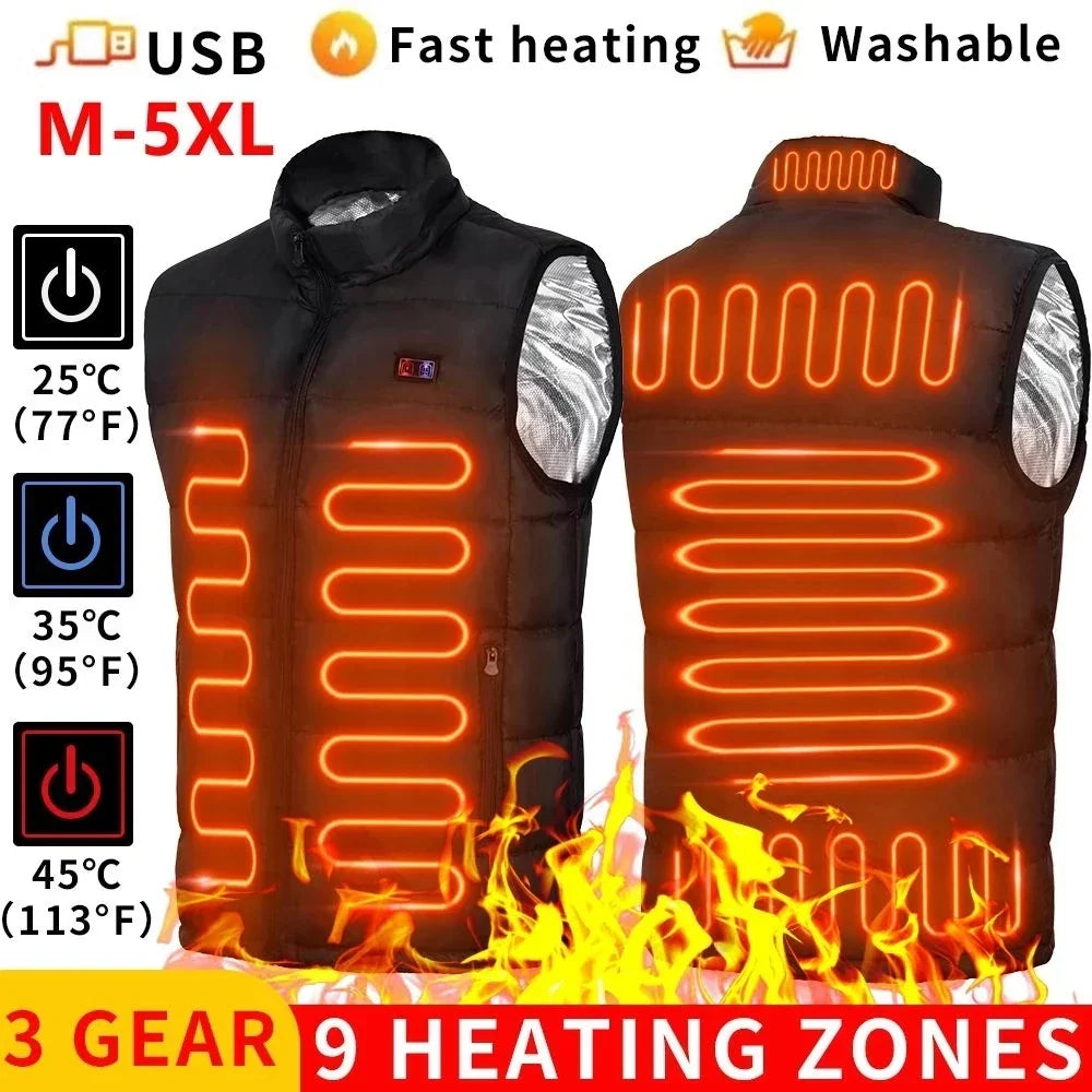 Karnz | beheizte Jacke mit 9 Heizzonen | USB-Heizjacke für Frauen & Männer | Graphene-Heiztechnologie für Outdoor, Camping & Sport | ThermoVenture