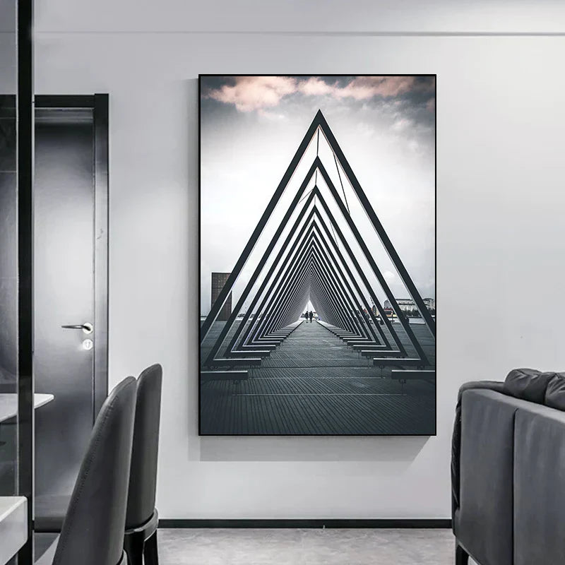 Minimalistische abstrakte architektonische Wandkunst feine Kunstleinwand Drucke Poster Bilder für moderne Apartment Wohnzimmer Büro Dekor | Karnz