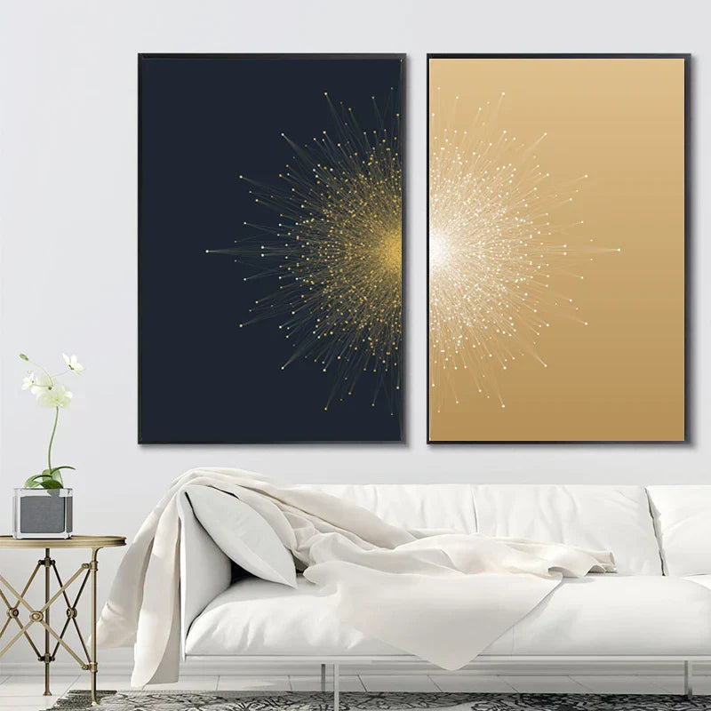 Kontrastierende Farbe Abstrakte Partikel Geometrie Wandkunst Fine Art Leinwanddrucke Bilder Für Wohnzimmer Schlafzimmer Bürodekor | Karnz