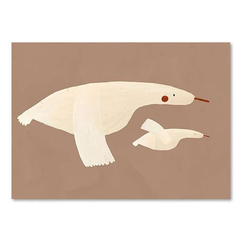 Niedliche Baby Tiere Kinderzimmer Wandkunst Illustrationen Fine Art Leinwanddrucke Gänse Maus Löwe Eisbär Poster Bilder für das Kinderzimmer Wanddekoration | Karnz