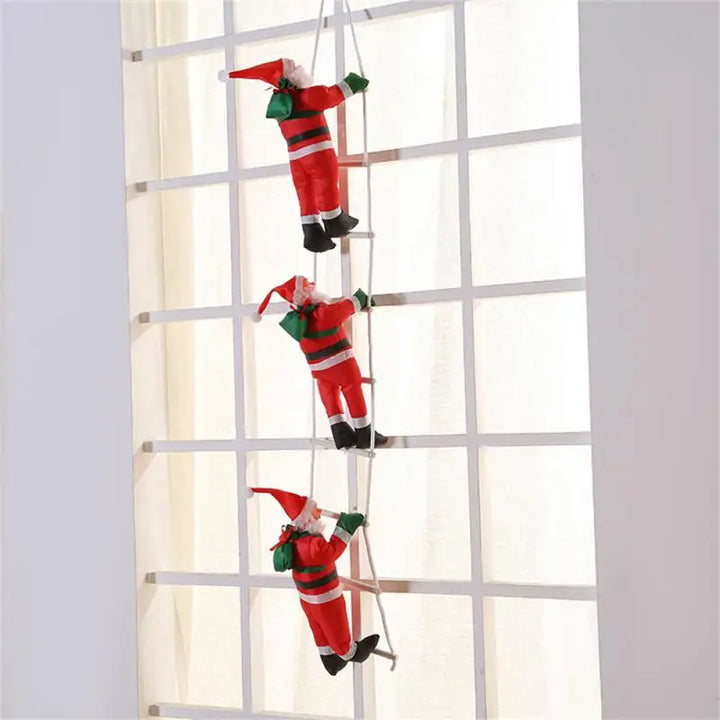 Kletternde Weihnachtsmann Dekofigur zum Aufhängen – Festliche Fensterdeko für Weihnachten, Hängende Weihnachtsdeko für Wohnzimmer und Fenster | Karnz