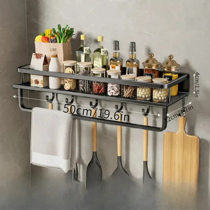 Wandmontierter Küchenregal – Platzsparendes und stilvolles Aluminiumregal für Küchenutensilien | Karnz