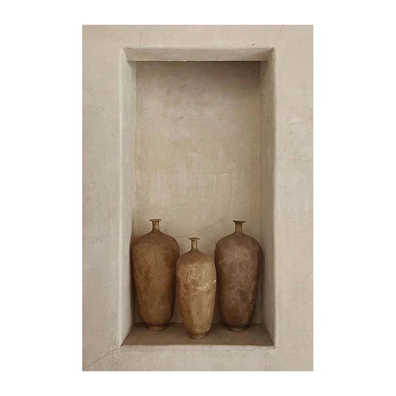 Neutrale Farben Terrakotta Stillleben Vase Wandkunst Fine Art Leinwanddrucke Poster Architekturfotos für modernes Wohnzimmer Schlafzimmer Wohnkultur | Karnz