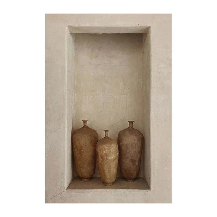 Neutrale Farben Terrakotta Stillleben Vase Wandkunst Fine Art Leinwanddrucke Poster Architekturfotos für modernes Wohnzimmer Schlafzimmer Wohnkultur | Karnz