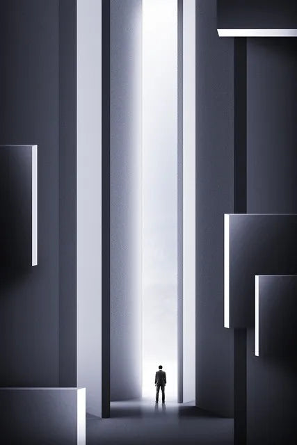 Moderne geometrische architektonische Landschaften Wandkunst Fine Art Leinwanddrucke Bilder für Studio, Home Office, Eingangsbereich Inspirierende Kunstdeko | Karnz