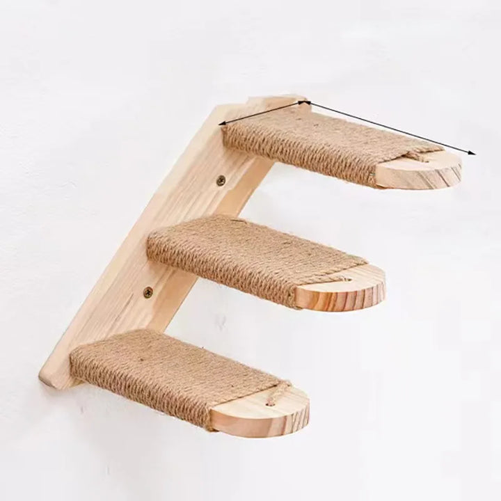 Katzenkletterleiter zur Wandmontage aus Holz mit Sisal Karnz