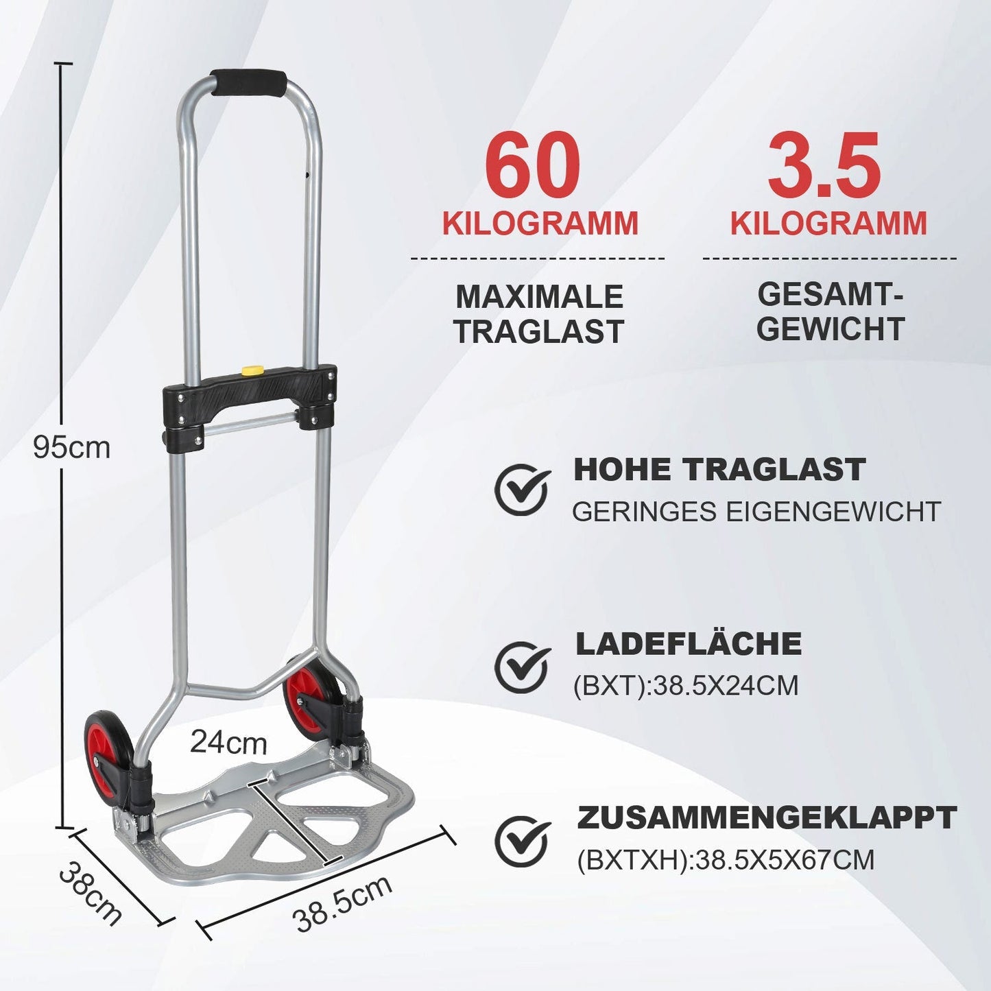 Sackkarre Transportkarre klappbar 60 kg Tragkraft | Karnz