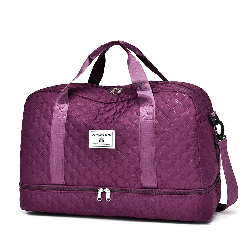 Karnz | Raumio TravelFlex Leichte Reisetasche mit Rautenmuster | Große Sport- & Wochenendtasche mit Schuhfach & Nassfach | Handgepäcktauglich & faltbar