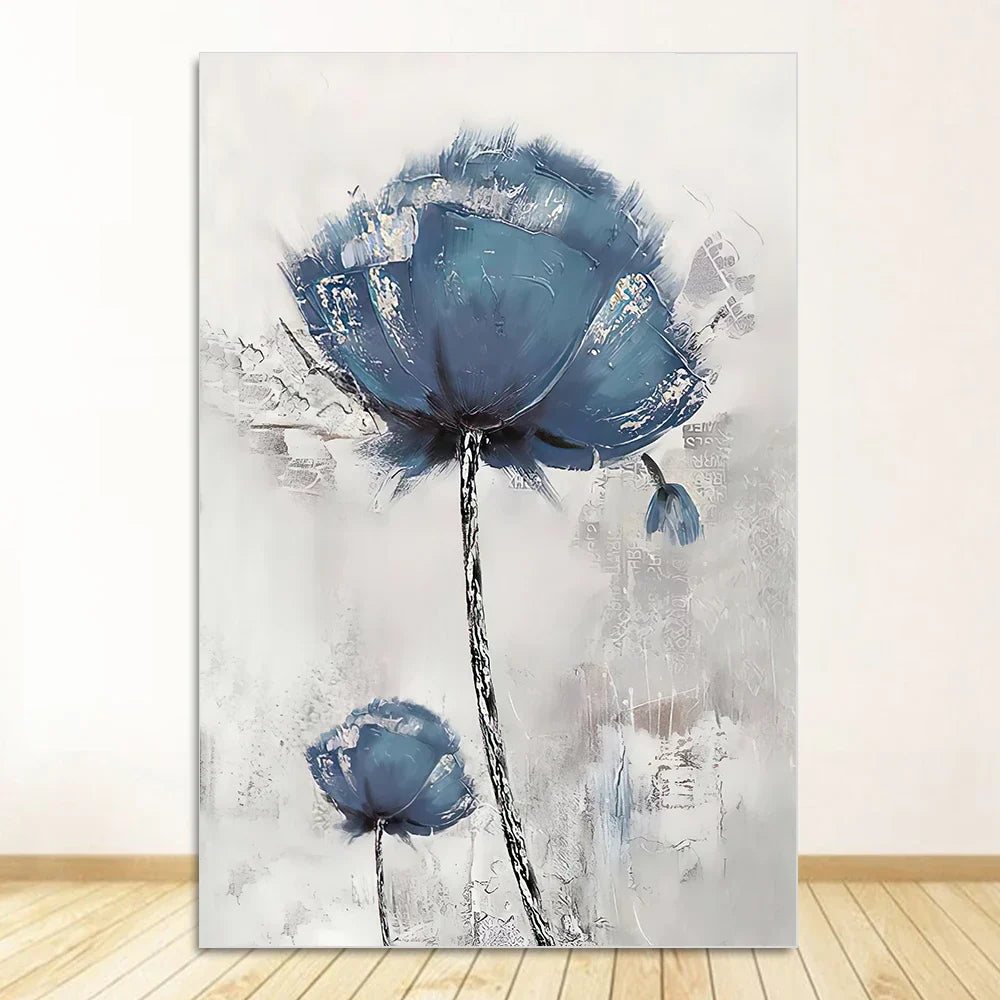 Einfache blaue florale Wandkunst feine Kunstdrucke auf Leinwand moderne abstrakte botanische Bilder für Wohnzimmer Schlafzimmer zeitgenössische Wohnkultur