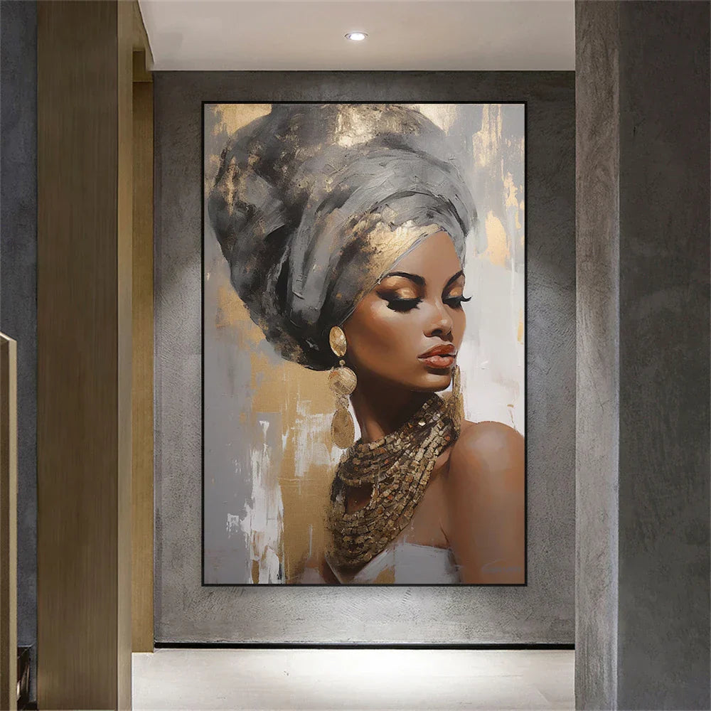Golden Girl Fashion Wandkunst Fine Art Leinwanddrucke Moderne Abstrakte Porträtbilder Für Wohnzimmer Schlafzimmer Boutique Salon Kunstdekoration | Karnz