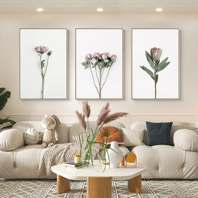 Minimalistische Pinke Florale Botanische Wandkunst Feine Kunstleinwanddrucke Posten Elegante Bilder Für Nordic Wohnzimmer Esszimmer Schlafzimmer Kunst Dekor | Karnz