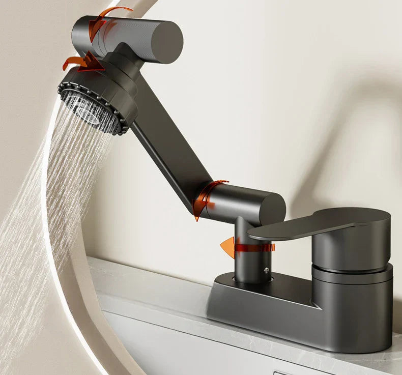 Aqua Twist Duo-Flex Waschbeckenmischer – 360° schwenkbarer Zwei-Loch-Armatur für heißes und kaltes Wasser Karnz