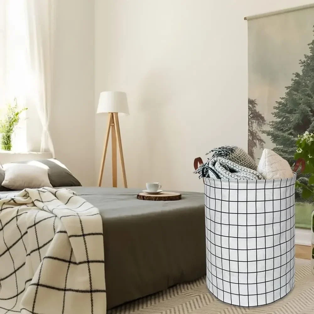 EcoStore Wäschekorb – Faltbarer Canvas- und Leinen-Wäschekorb mit Griffen und Kordelzug