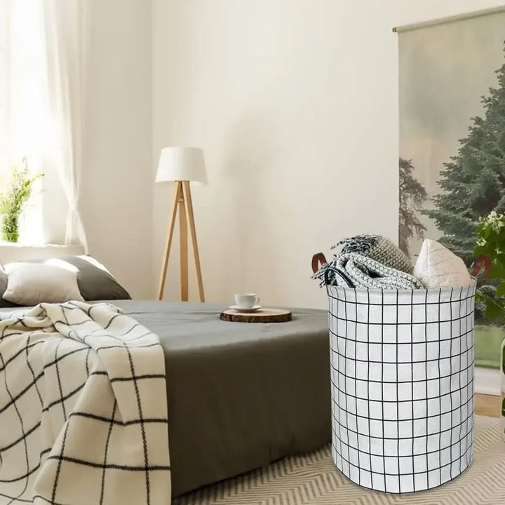 EcoStore Wäschekorb – Faltbarer Canvas- und Leinen-Wäschekorb mit Griffen und Kordelzug